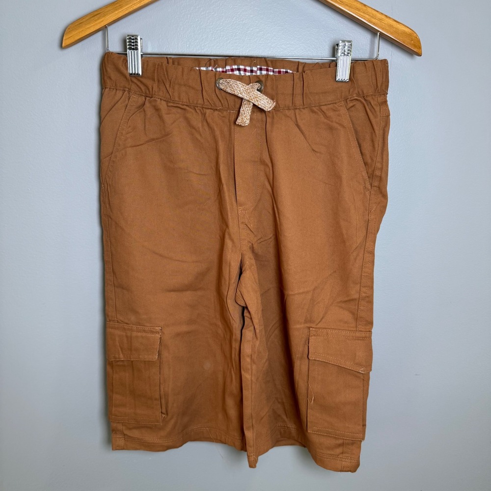 Ben Sherman Boys Brown Cotton Cargo Shorts Size L 14/16 NWT Elastic Waist